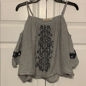 Blue and white striped shirt